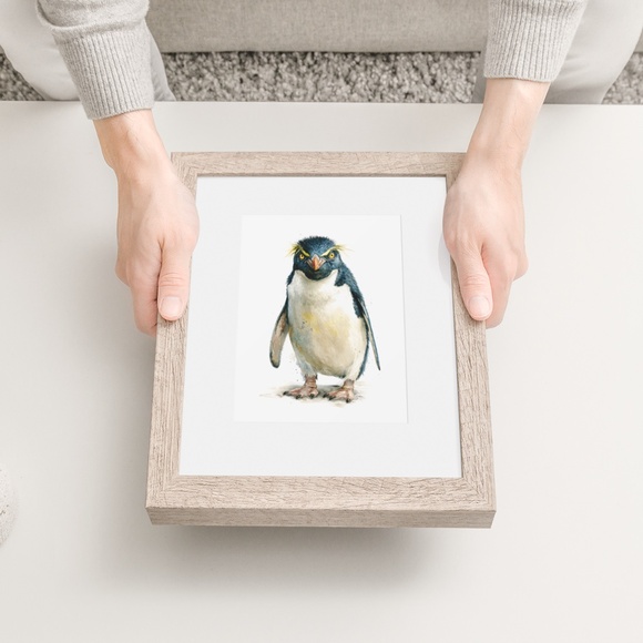 Watercolor Erect-Crested Penguin Wall Art Print Unframed - Antarctic Charm - Picture 6 of 7